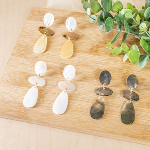 Earrings, Jewelry - Mother of Pearl Tricolor Dangle Earrings | LIKHÂ - LIKHÂ