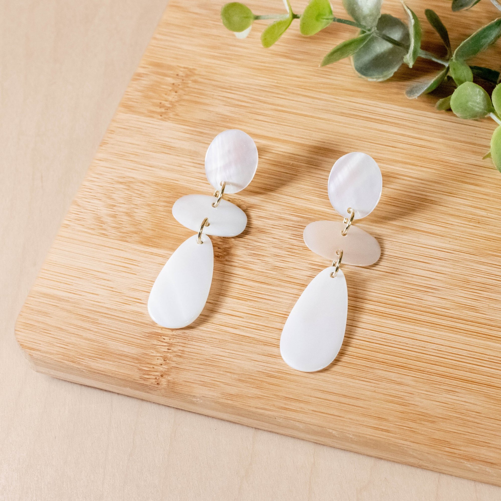 Earrings, Jewelry - Pearl White Dangle Earrings - Mother of Pearl | LIKHÂ - LIKHÂ