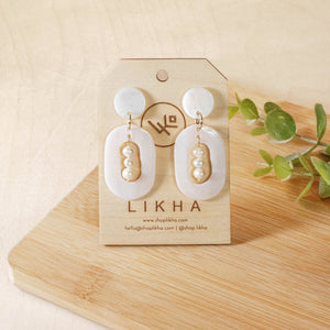 Earrings, Jewelry - White Oval Earrings with Pearl - Mother of Pearl | LIKHÂ - LIKHÂ