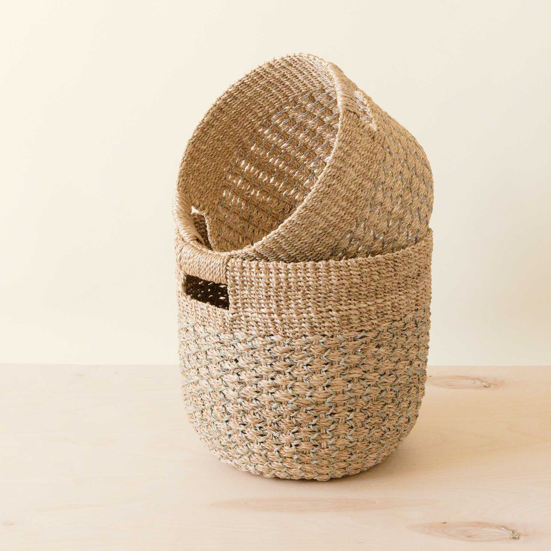- Grey + Natural Round Bottom Baskets, set of 2 - Woven Baskets | LIKHA - LIKHÂ