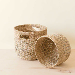- Grey + Natural Round Bottom Baskets, set of 2 - Woven Baskets | LIKHA - LIKHÂ