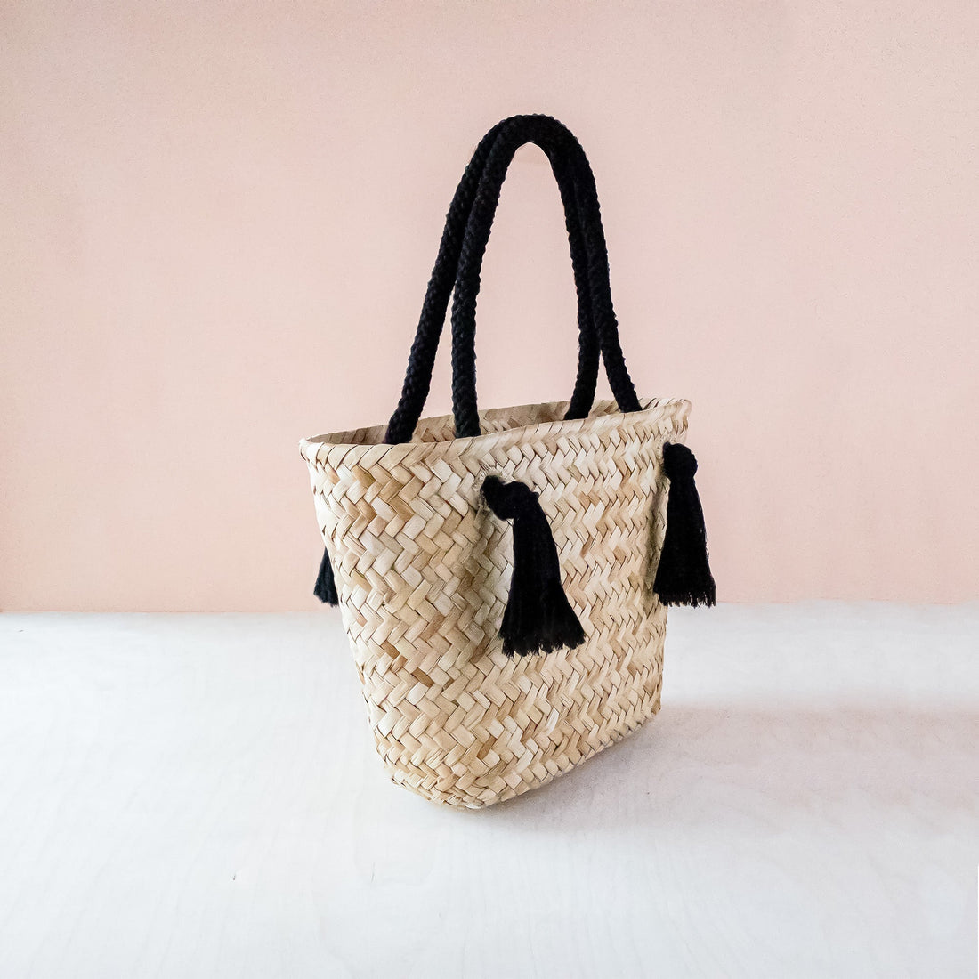 Handbags - Black Modern Straw Tote with Cord Handles - Classic Tote Bags | LIKHA - LIKHÂ