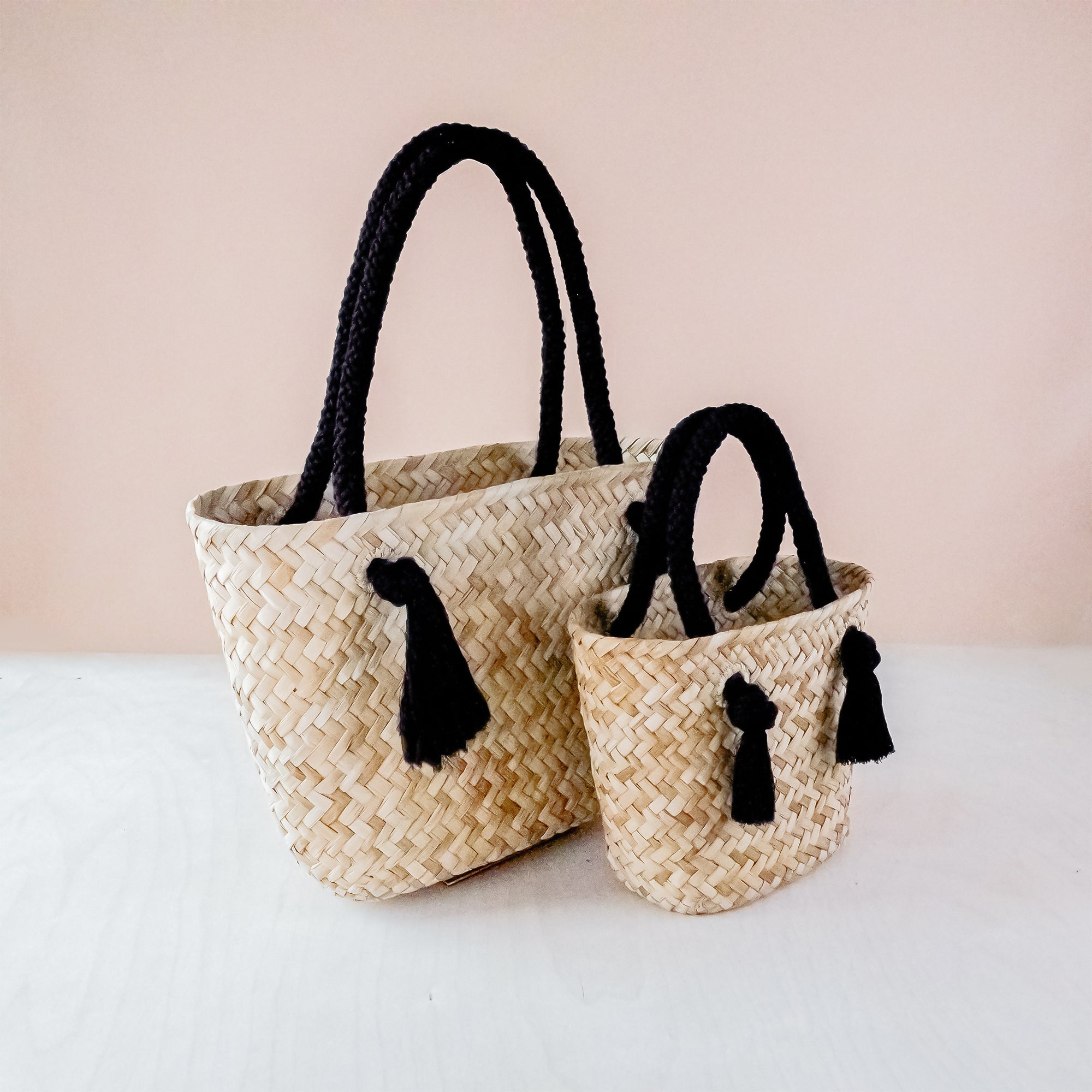 Handbags - Black Modern Straw Tote with Cord Handles - Classic Tote Bags | LIKHA - LIKHÂ