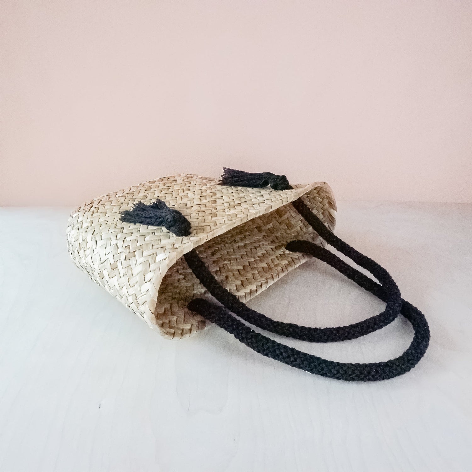 Handbags - Black Modern Straw Tote with Cord Handles - Classic Tote Bags | LIKHA - LIKHÂ