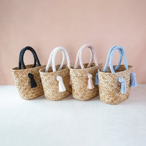 Handbags - Dusty Rose Small Modern Woven Tote with Unique Handles - Straw Tote | LIKHA - LIKHÂ
