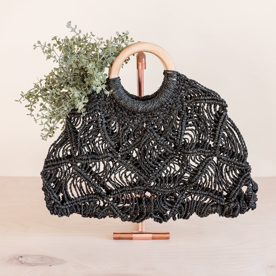 Handbags - Macramé Handbag, Black | LIKHÂ - LIKHÂ