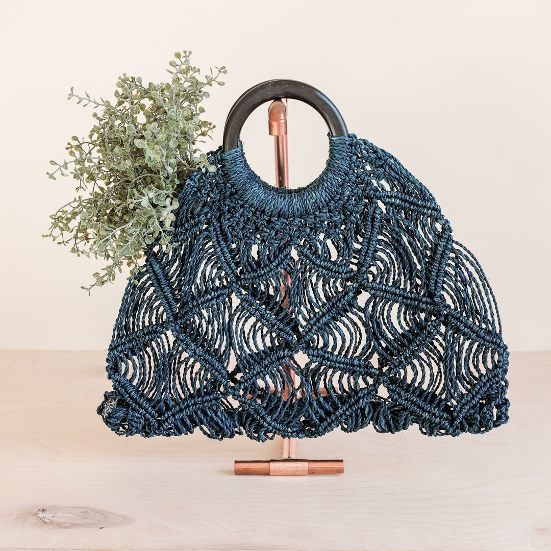 Handbags - Macramé Handbag, Blue | LIKHÂ - LIKHÂ