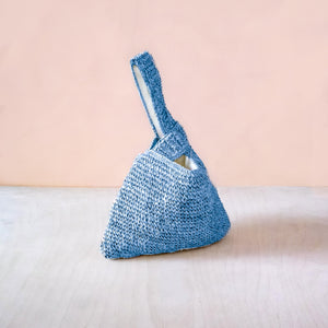 Handbags - Powder Blue Japanese Knot Bag - Raffia Purse | LIKHA - LIKHÂ