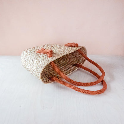 Handbags - Rust Modern Woven Tote with Unique Handles - Straw Tote Bags | LIKHA - LIKHÂ