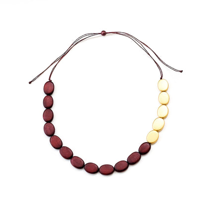 Jewelry - Burgundy and Gold Necklace - Wooden Necklaces | LIKHÂ - LIKHÂ