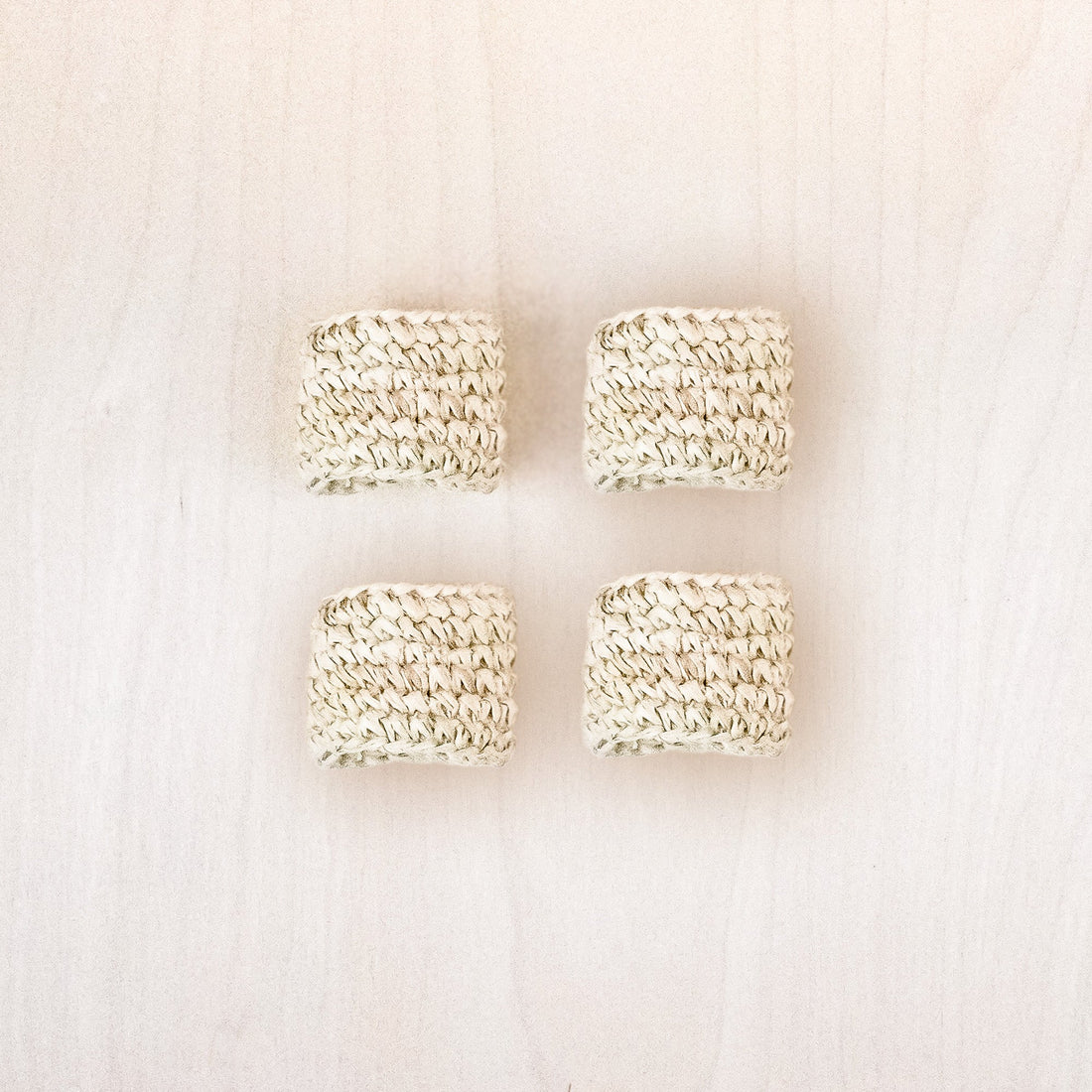 Napkin Rings - Natural Raffia Crochet Napking Rings, set of 4 - Natural Fiber | LIKHA - LIKHÂ