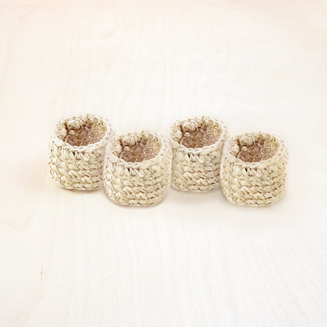 Napkin Rings - Natural Raffia Crochet Napking Rings, set of 4 - Natural Fiber | LIKHA - LIKHÂ