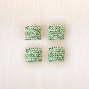 Napkin Rings - Sage Raffia Crochet Napking Rings, set of 4 - Natural Fiber | LIKHA - LIKHÂ