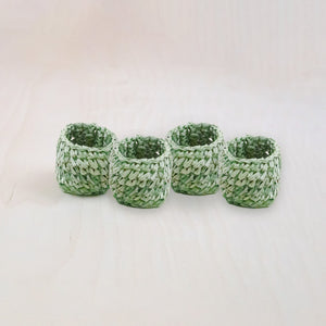 Napkin Rings - Sage Raffia Crochet Napking Rings, set of 4 - Natural Fiber | LIKHA - LIKHÂ