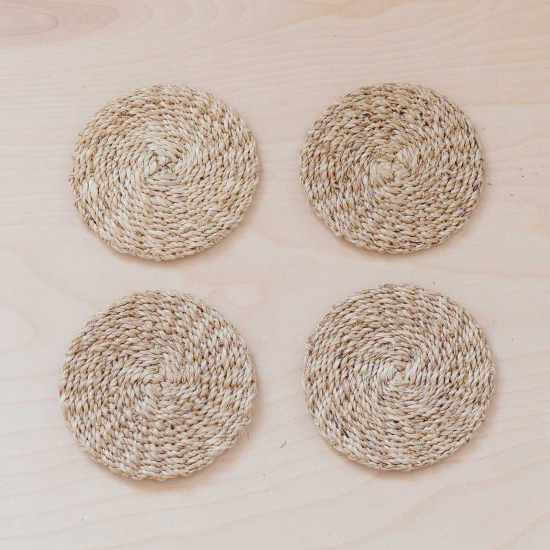 - Natural Round Abaca Coasters, set of 4 - Woven Fiber | LIKHA - LIKHÂ