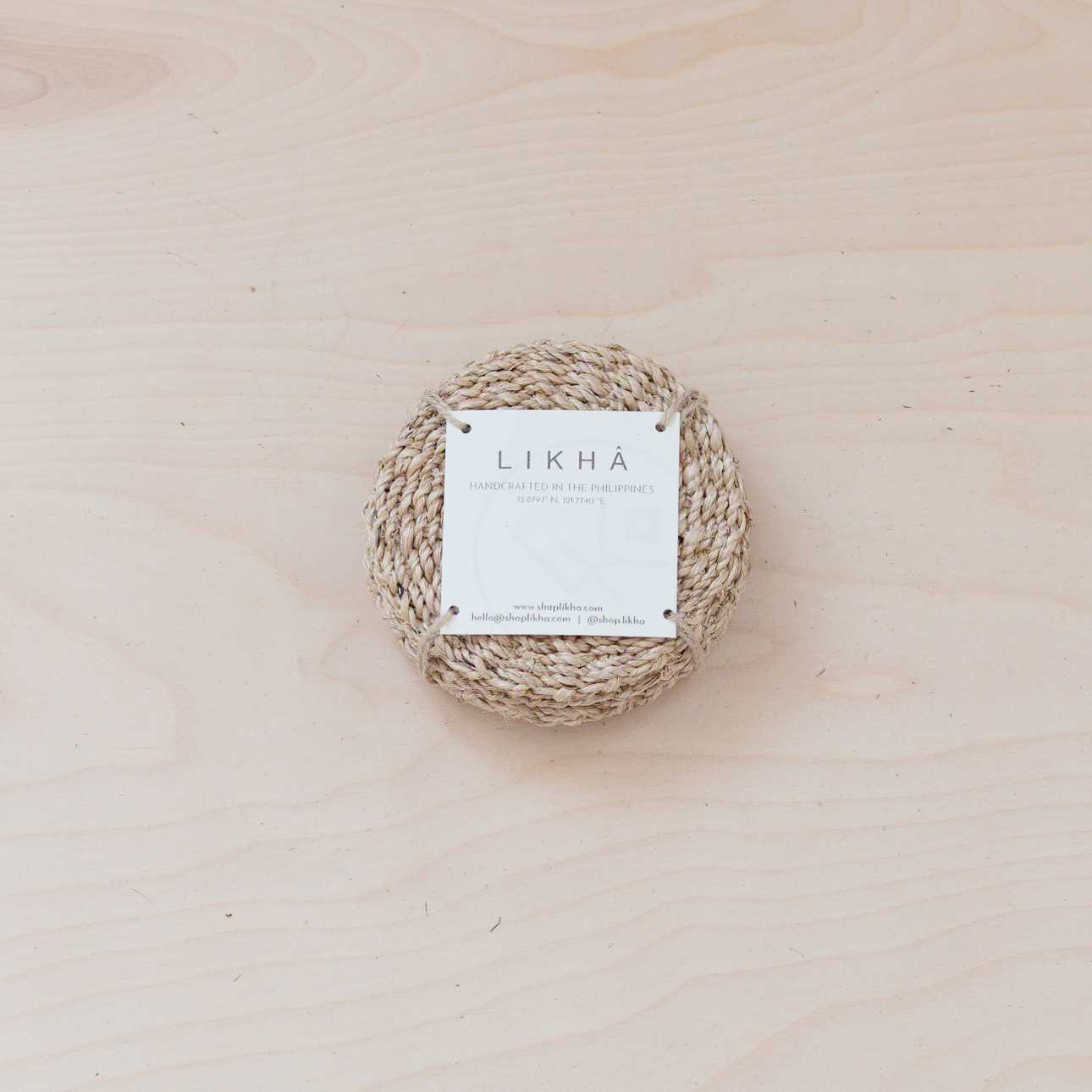 - Natural Round Abaca Coasters, set of 4 - Woven Fiber | LIKHA - LIKHÂ