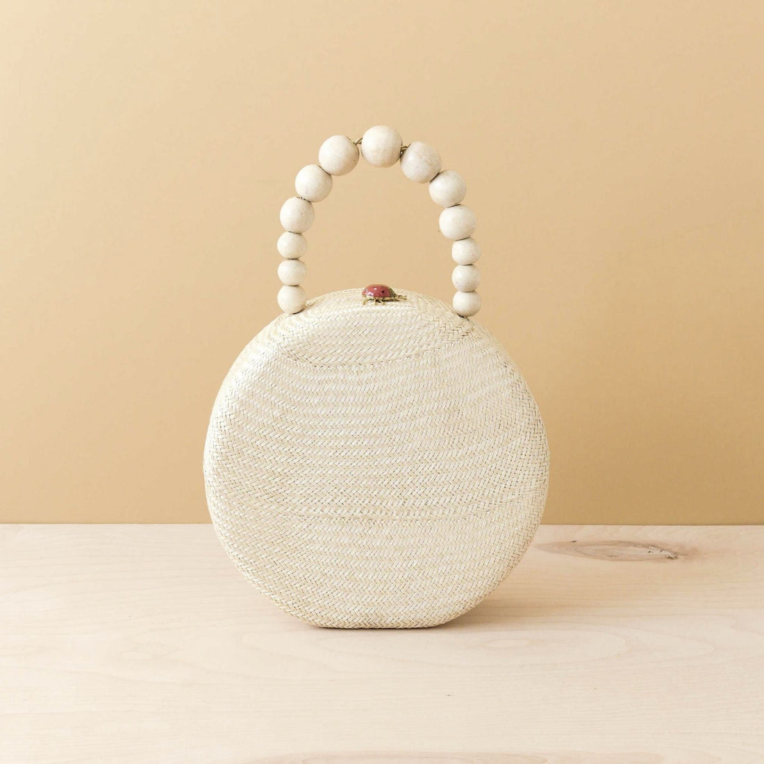 - Oat Round Classic Handbag with Bead Handle - Woven Purse | LIKHA - LIKHÂ