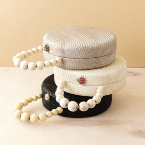 - Oat Round Classic Handbag with Bead Handle - Woven Purse | LIKHA - LIKHÂ
