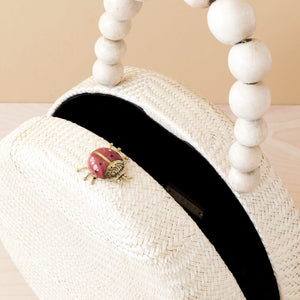 - Oat Round Classic Handbag with Bead Handle - Woven Purse | LIKHA - LIKHÂ