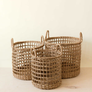 - Open Weave Baskets with Handle, set of 3 - Storage Baskets | LIKHA - LIKHÂ