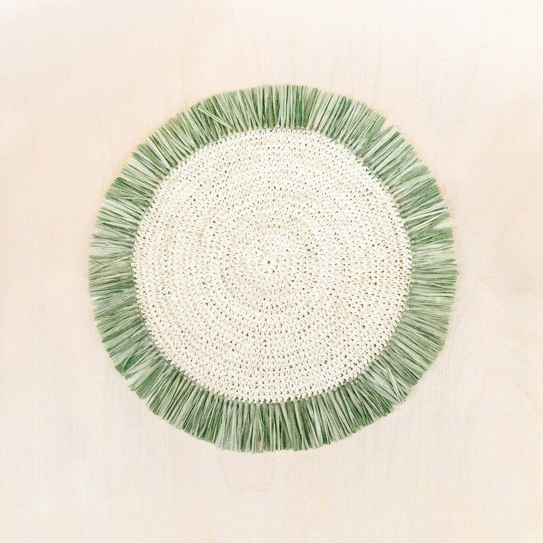 Placemats - Sage Raffia Round Placemat with Fringe - Woven Placemats | LIKHA - LIKHÂ