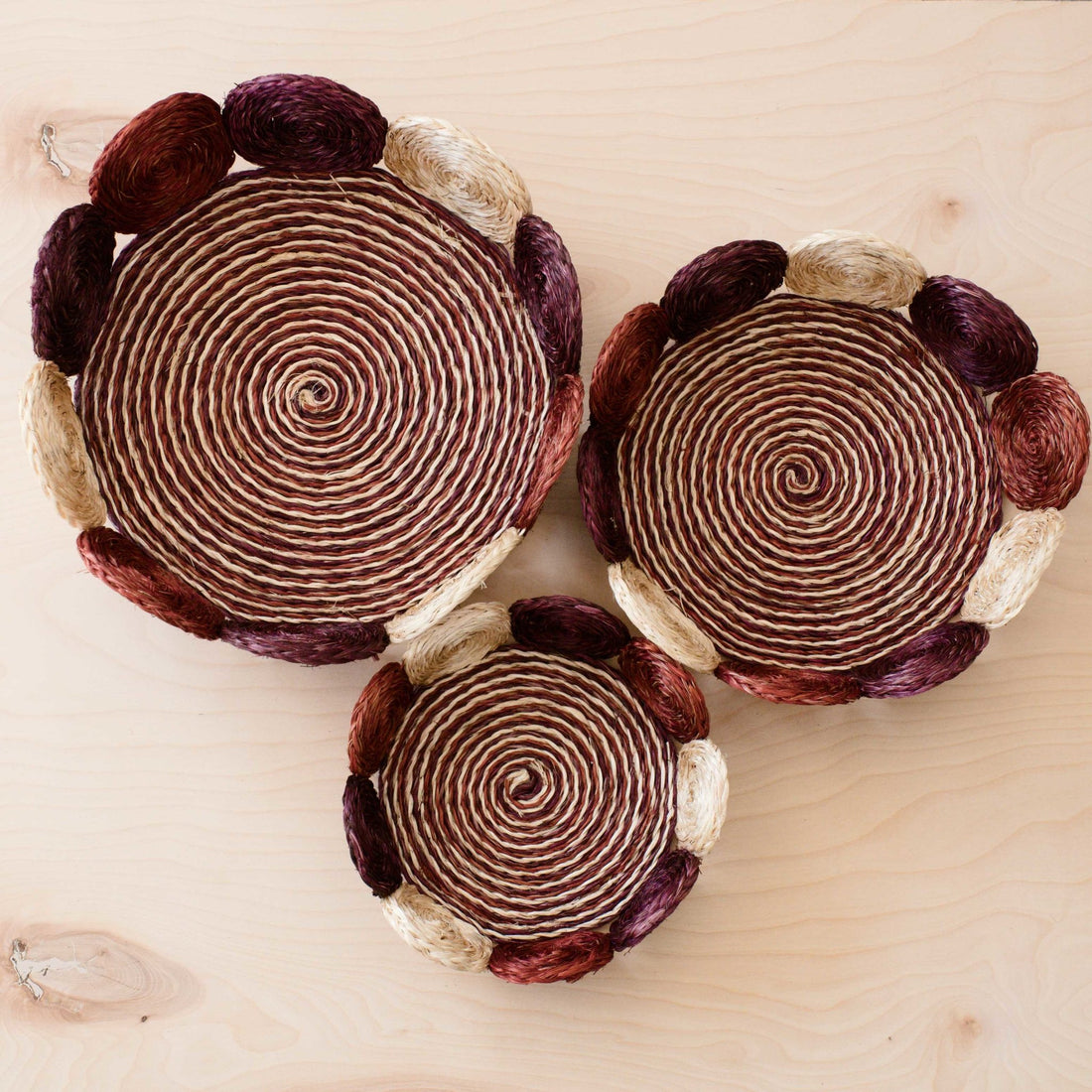 - Rust and Mauve Handwoven Storage Basket - Fruit Basket, set of 3 | LIKHA - LIKHÂ