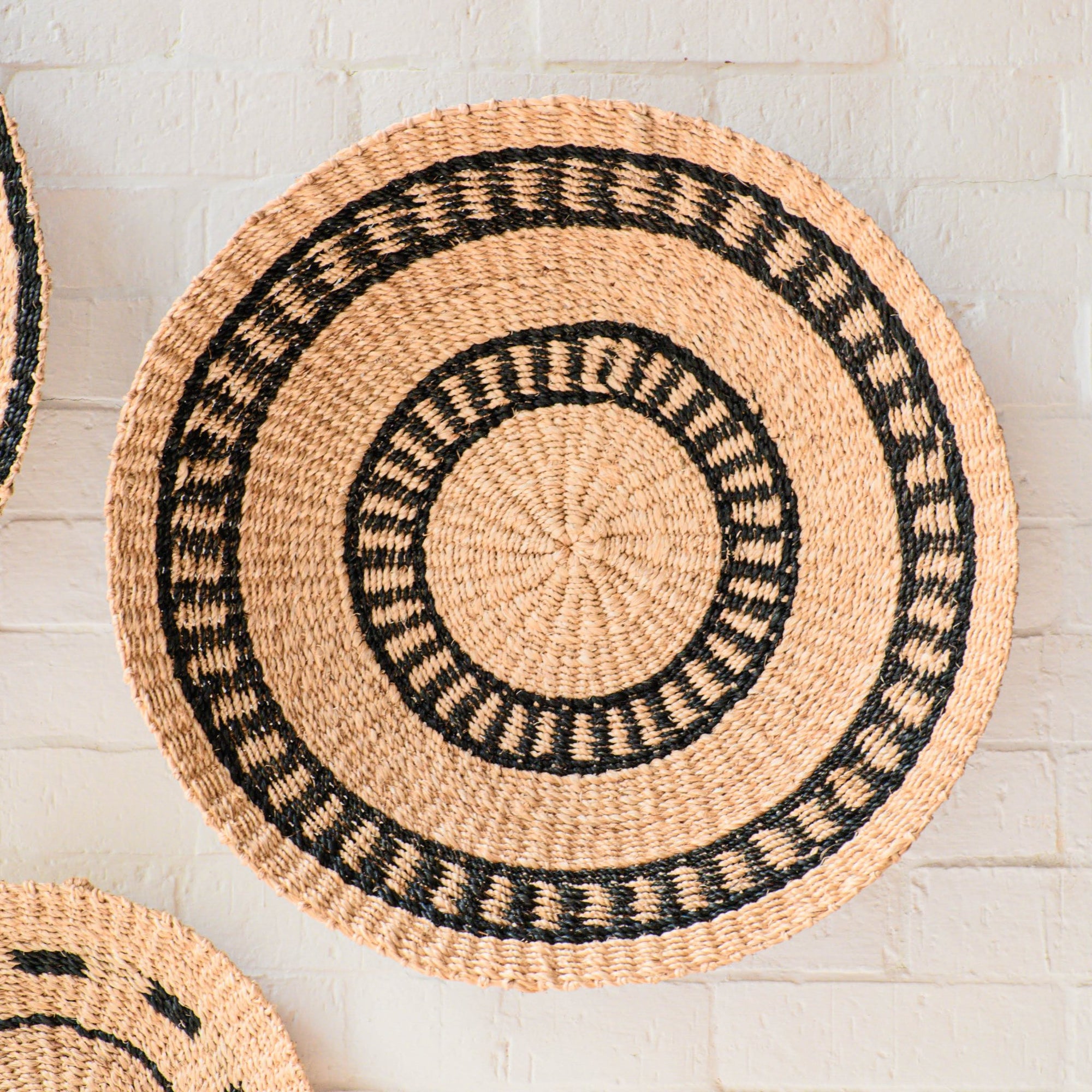 Natural + Black Wall Baskets, Medium Woven Wall Baskets LIKHÂ