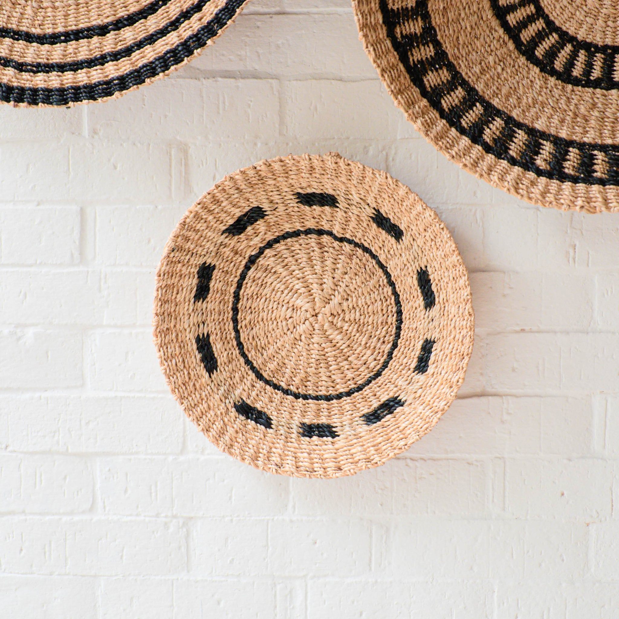 Wall Baskets - Natural + Black Wall Baskets, Small - Woven Wall Baskets | LIKHÂ - LIKHÂ