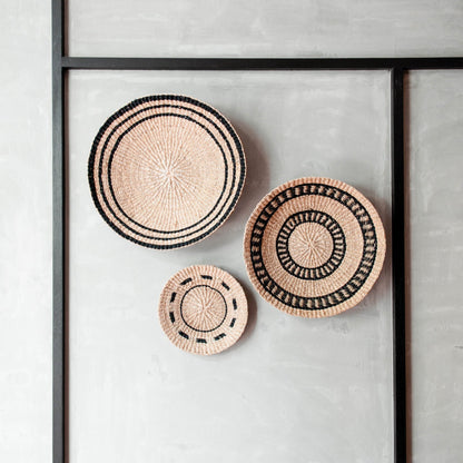 Wall Baskets - Natural + Black Wall Baskets, Small - Woven Wall Baskets | LIKHÂ - LIKHÂ