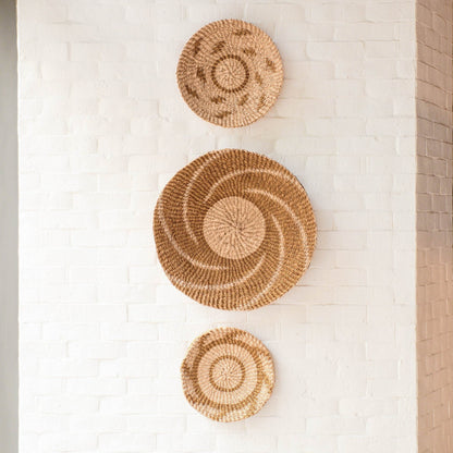 Wall Baskets - Natural + Brown Wall Baskets, Medium - Round Wall Baskets | LIKHÂ - LIKHÂ