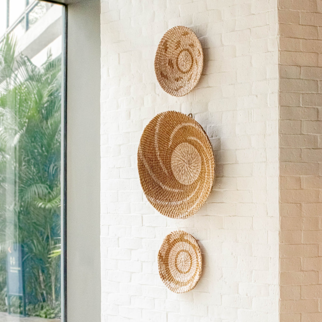 Wall Baskets - Natural + Brown Wall Baskets, Medium - Round Wall Baskets | LIKHÂ - LIKHÂ